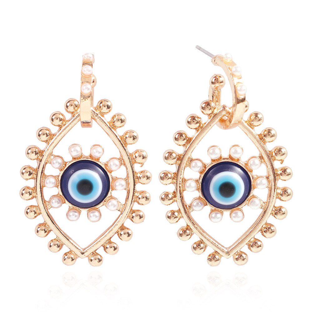 Crystal Evil Eye Earrings Boho Geometric Big Heart Statement Earrings Female Beaded Brincos: Style 5