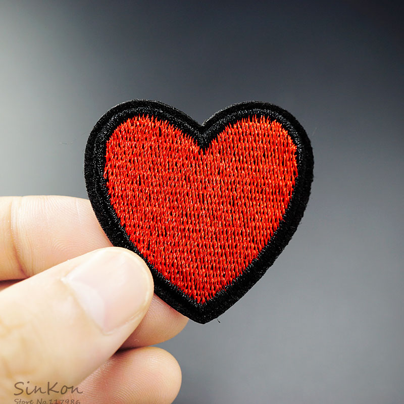 Hart (Size:4.0X4.2cm) Diy Ijzer Op Patch Geborduurde Applique Naaien Label Kleding Stickers Kleding Accessoires Badge