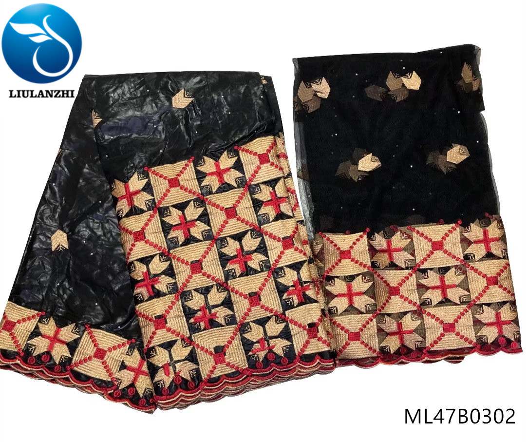 Liulanzhi Bazin Veters Stof Afrikaanse Kant Stof Bazin Riche Getzner Stof Jurk Voor Vrouwen 7Yards/lot ML47B03: ML47B0302