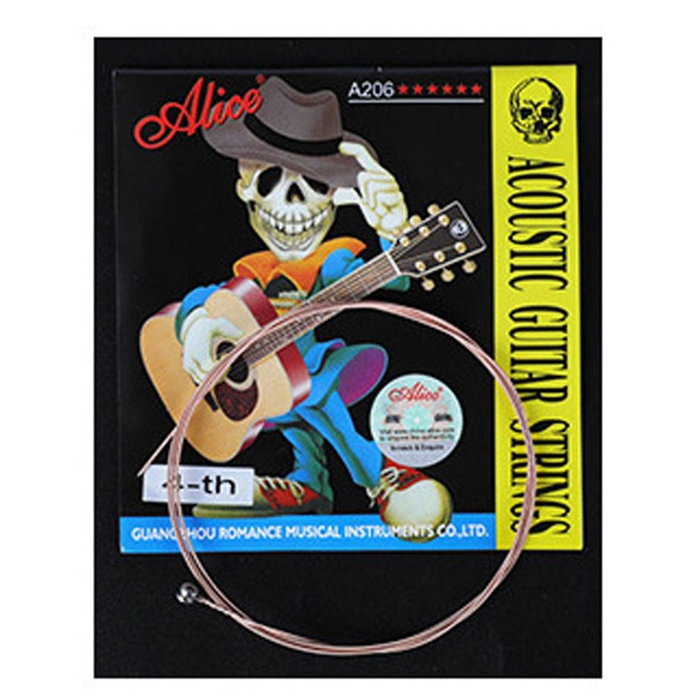 Alice-Gitarrensaiten der A206-Serie, 0,28 mm, 0,11 Zoll, Akustikgitarrensaiten, lange Lebensdauer, Stahlgitarre, 6 Saiten, Musikbegeisterte: Burgunderrot