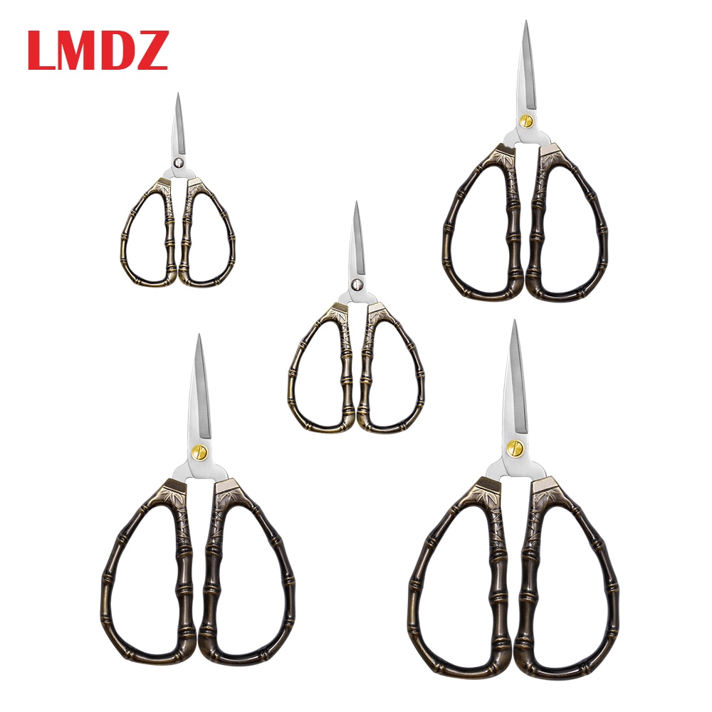 Lmdz 1Pcs 5 Size Vintage Bamboe Stijl Rvs Kleermaker Schaar Naaien Schaar Voor Handwerken Trimmen Cutter