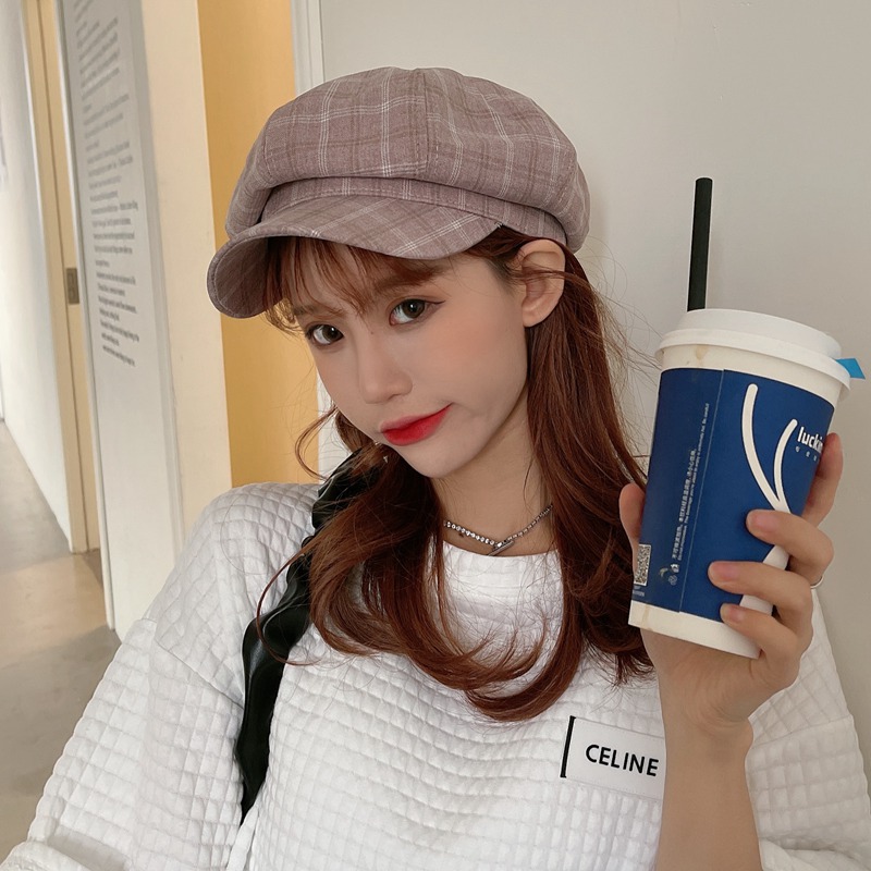 Foux Krantenverkoper Caps Vrouwen Zomer Herfst Lente Plaid Dunne Verstelbare Touw Achthoekige Baker Jongen Schilder Hoed Mode Korea