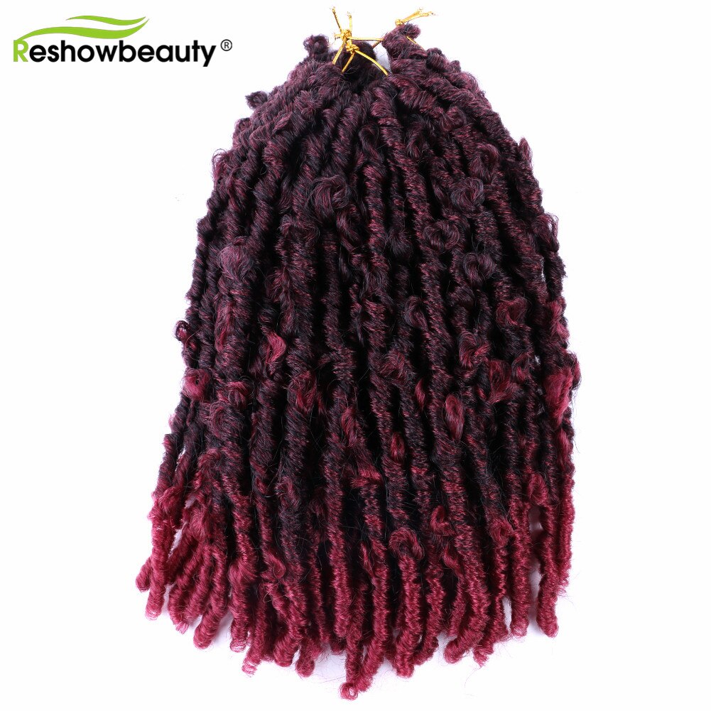 Butterfly Locs Crochet Hair Extension Synthetic Braiding Hair Faux Locs For Weave Extensions 20 Strands/Pack Reshowbeauty: T1B/Burgundy / 1Pcs/Lot