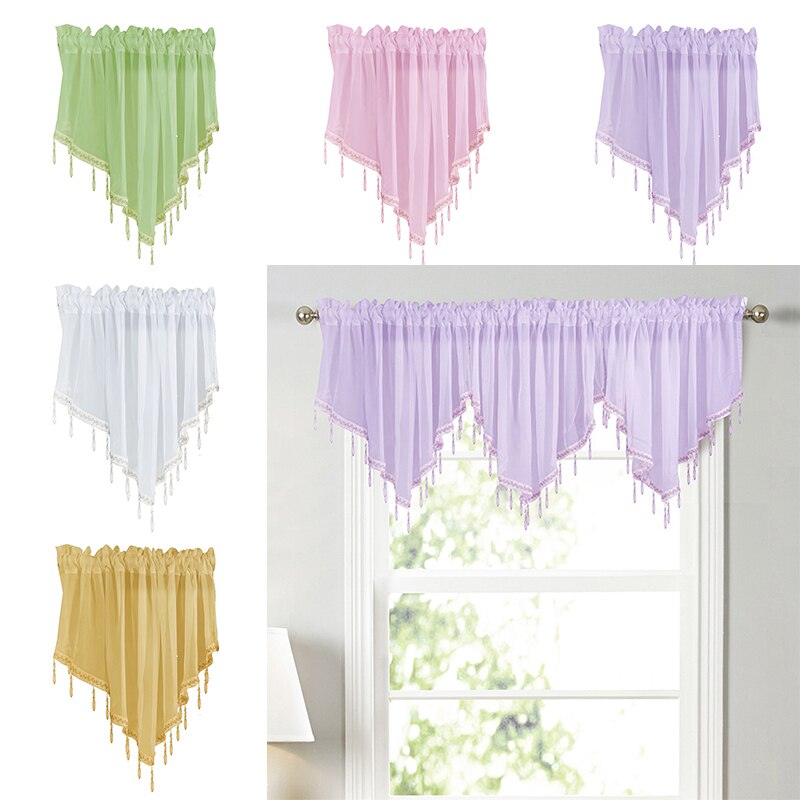 130x60cm kształt trójkąta kutas jednokolorowe zasłony okno lambrekin zasłona przez pręt strona główna sypialnia kuchnia dekoracja okna