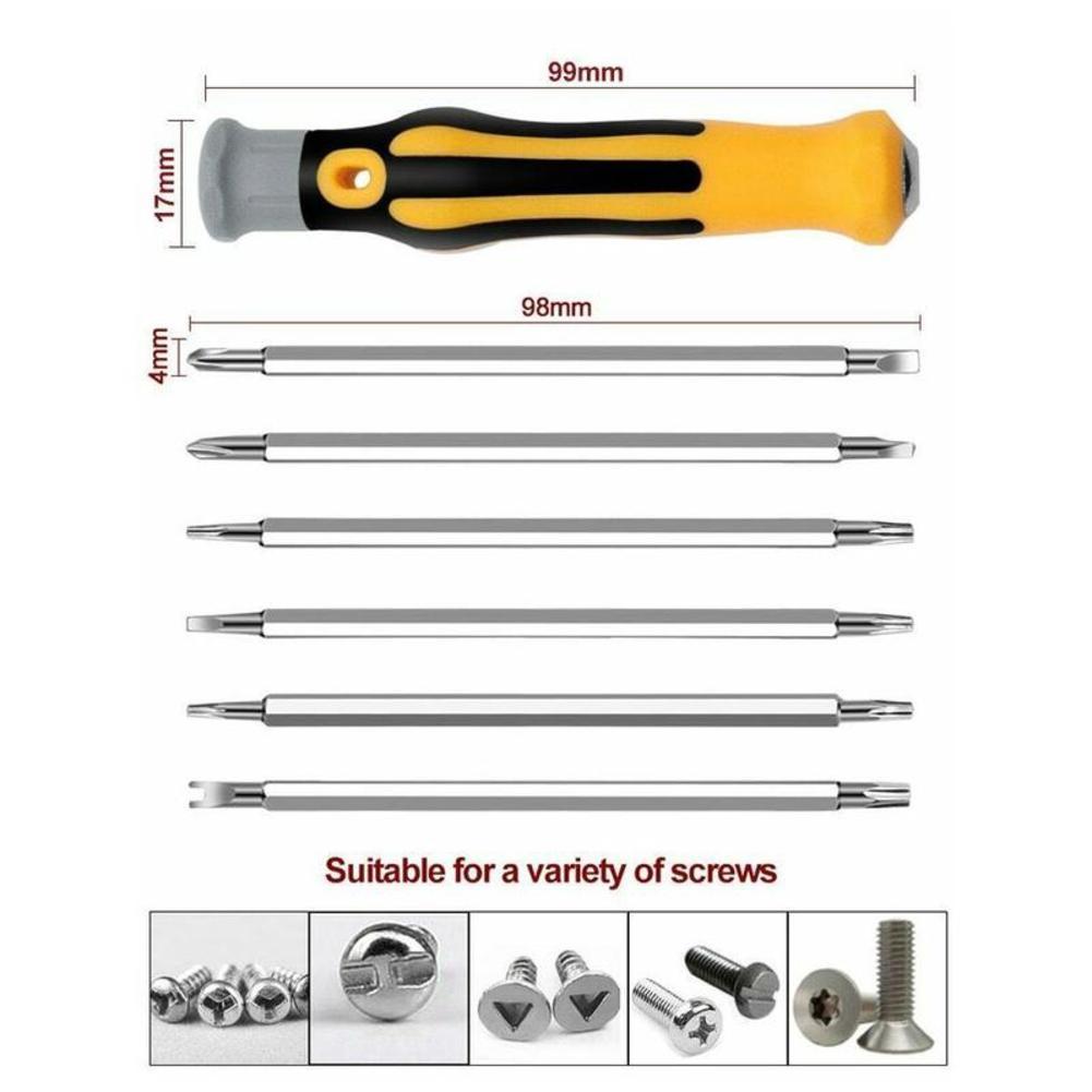 12 In 1 Schroevendraaier Kit Beveiliging Schroevendraaier Boor Hex Torx Schroevendraaier Bits Platte Kop Hand Tool Vervangbare Accessoires