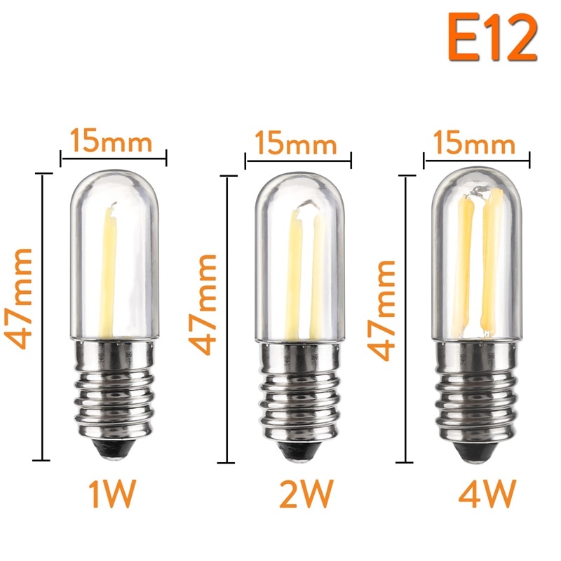 Dimbare LED COB Gloeidraad Lampen Mini E12 E14 1W 2W 4W Lampen voor Koelkast Koelkast Vriezer naaimachine Home Verlichting