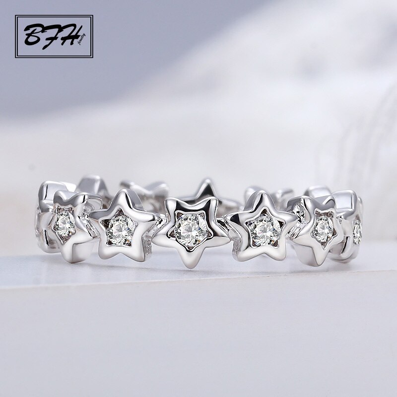 Mode Bruiloft Elegante Verklaring Verkoop Ringen Voor Vrouwen Classic Star Shape Loop Kristal Ringen Vrouwelijke Engagement Sieraden