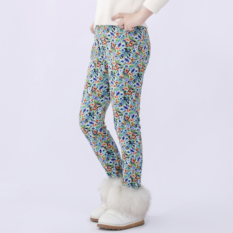 Leggings con estampado Floral para niños y niñas, pantalones pitillo cálidos para Primavera, invierno,: B-Green