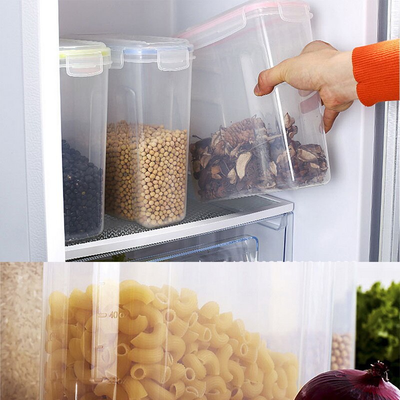 Hoomall 4L Cereal Dispenser Cereal Storage Containers Square Plastic Storage Tanks Kitchen Food Preservation Container