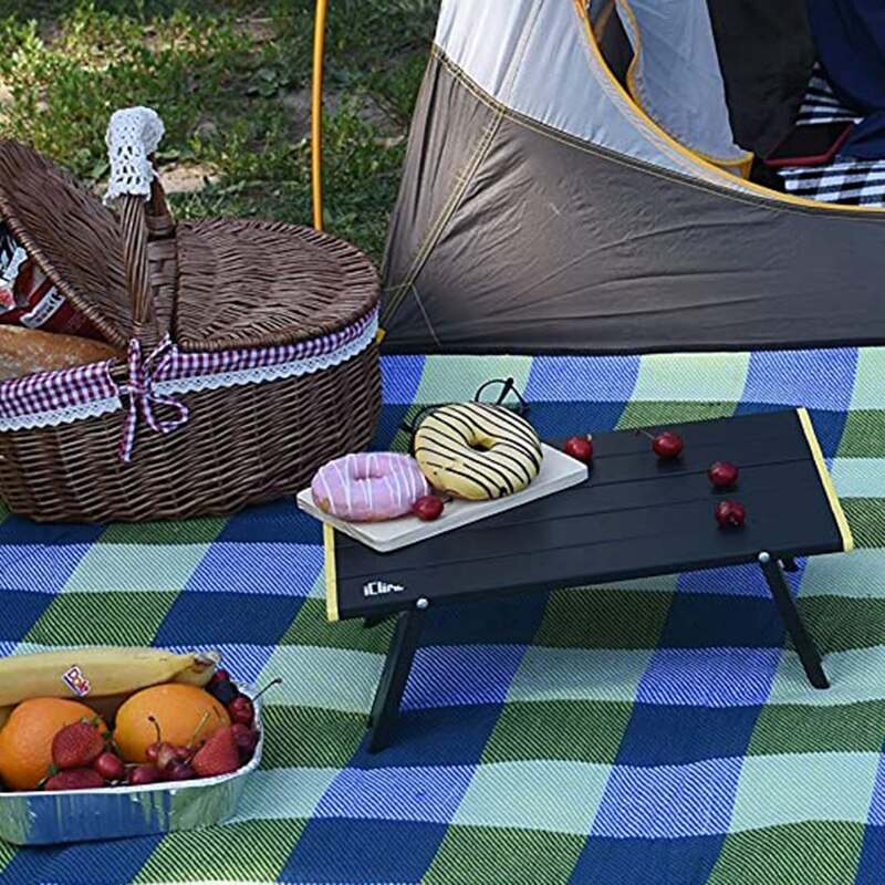 Ultralet kompakt mini campingbord sammenfoldelig strand picnic udendørs læsebord