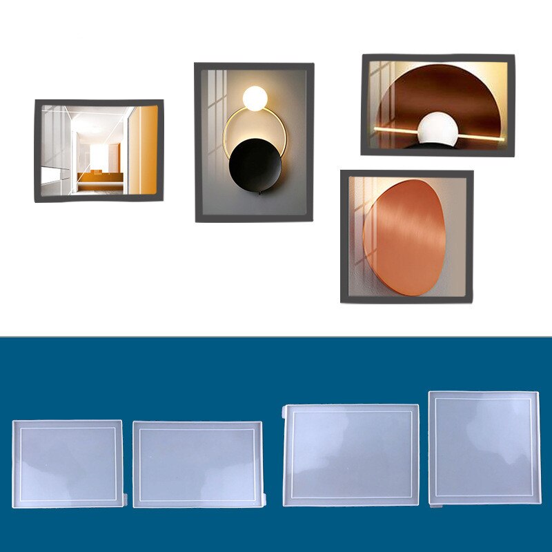 Fotolijst Diy Mold Crystal Silicone Hars Mallen Grote Vierkante Siliconen Mal Tafel Decoratie Fotolijst Handgemaakte Voor Epoxy