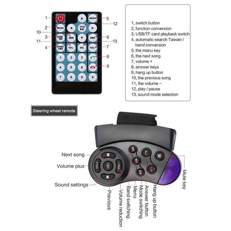 Professionele 7 inch DC 12 v HD MP5 Speler BT Touch Screen Card Machine 2 Din Auto Stereo Radio Omkeren monitor Afstandsbediening