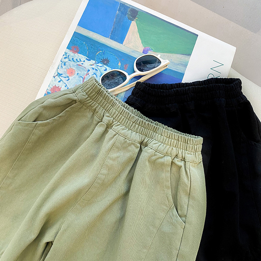 Pantalones finos para niño, ropa informal holgada de Hip Hop, Color sólido, con bolsillo grande, primavera y otoño, 2022