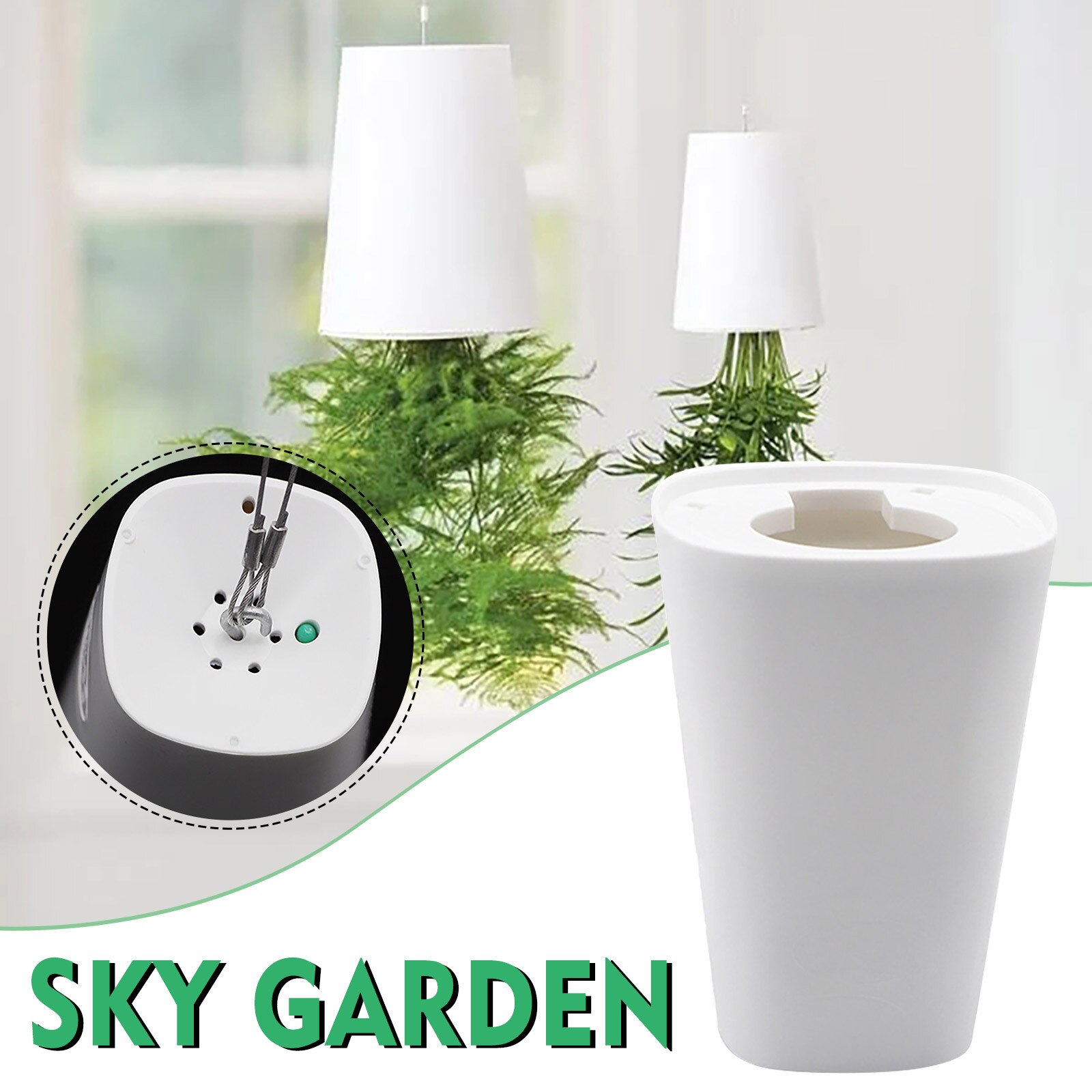 40#Indoor Sky Garden Hanging Pot Upside Down Recycled Hanging Planter Pot Upside Down Sky Planting Pot Flowerpot Storage Basket