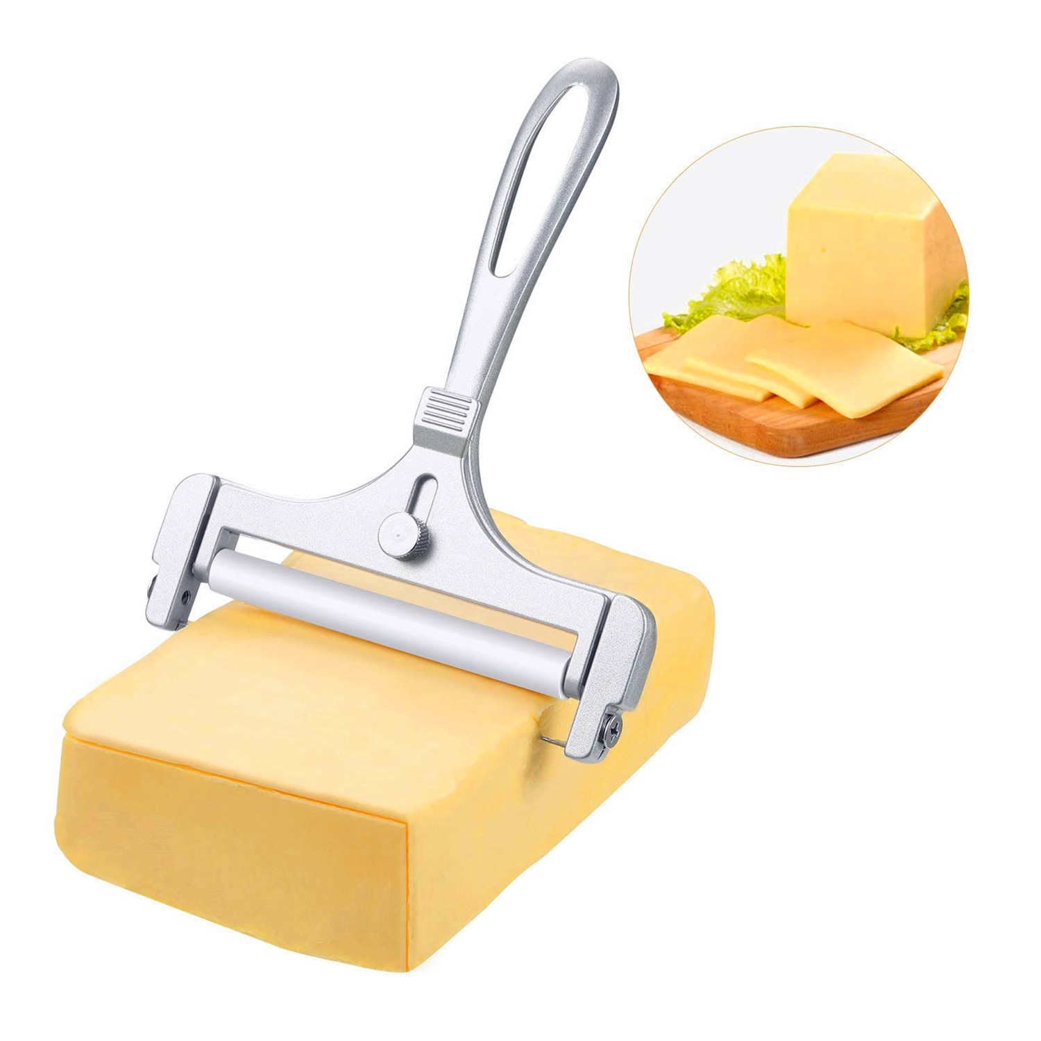 Aluminum Alloy Cheese Slicer Adjustable Thickness Cheese Butter Cutter with Wire for Soft and Semi-Hard Cheeses Kitchen Gadgets