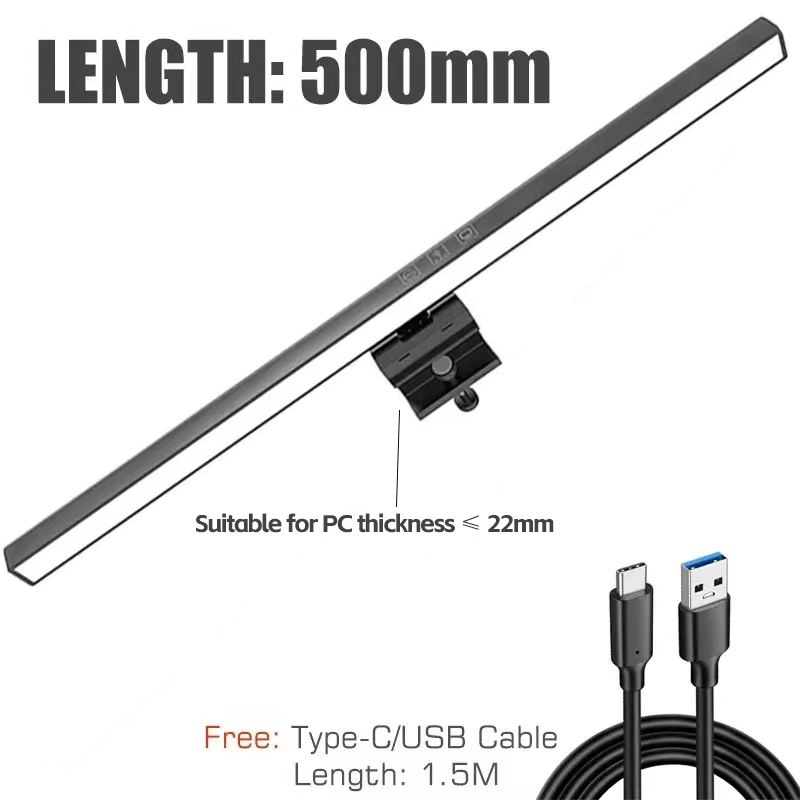 50 cm Computer Monitor Licht Bar Bildschirm Hängen Lichter Stufenlose Dimmen Für Studie Lesen Licht Tisch Monitor Lampe Schreibtisch Beleuchtung