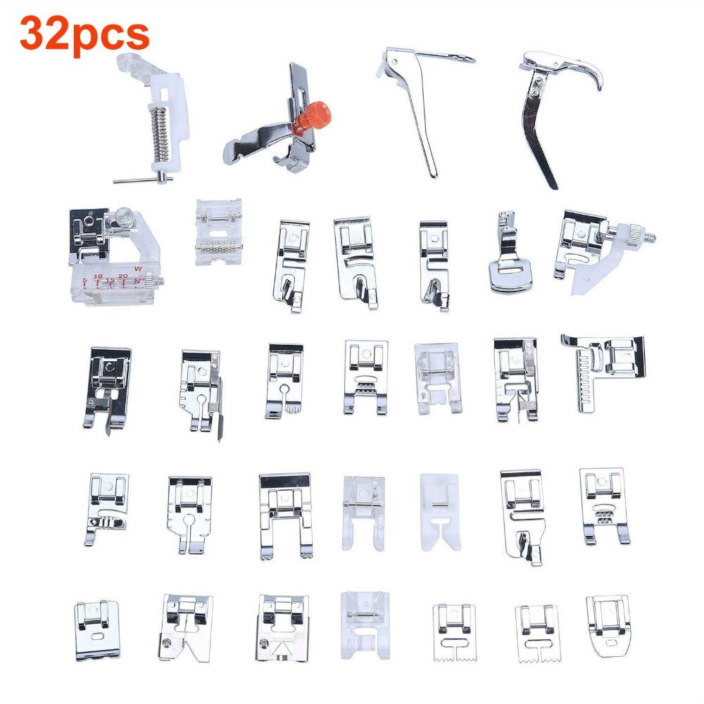 32/42pcs Domestic Sewing Tool Machine Presser Foot Feet Kit Set + Box Brother Singer Janom Sewing Machines Foot Tool Accessories
