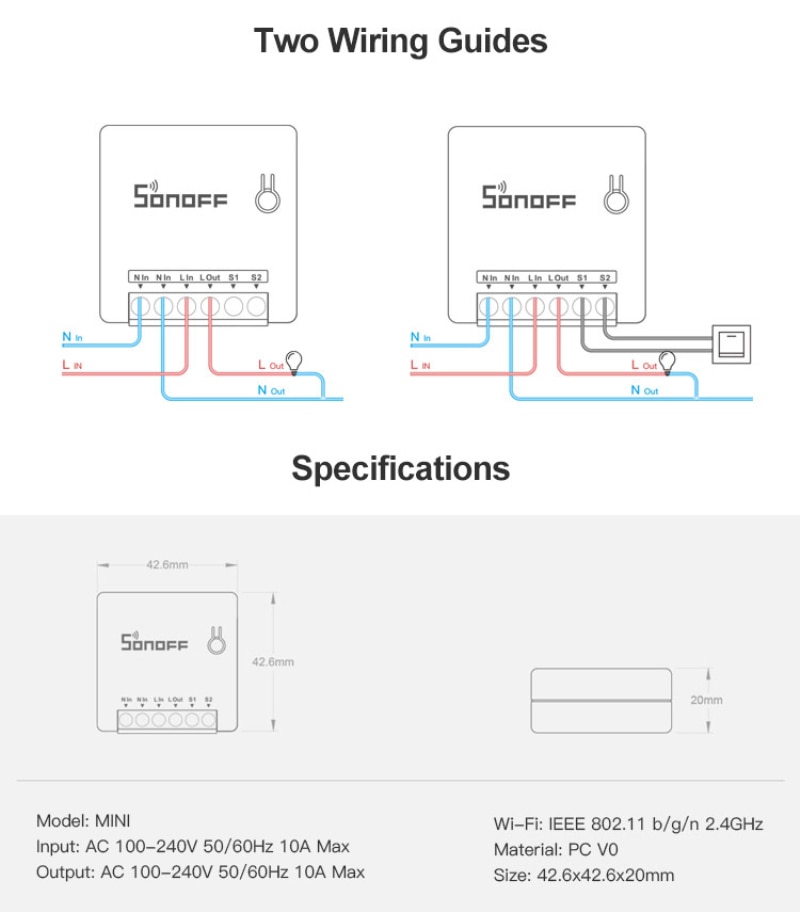 Sonoff mini smart home til alexa google home mini diy wifi automation smart house switch switch fjernbetjening