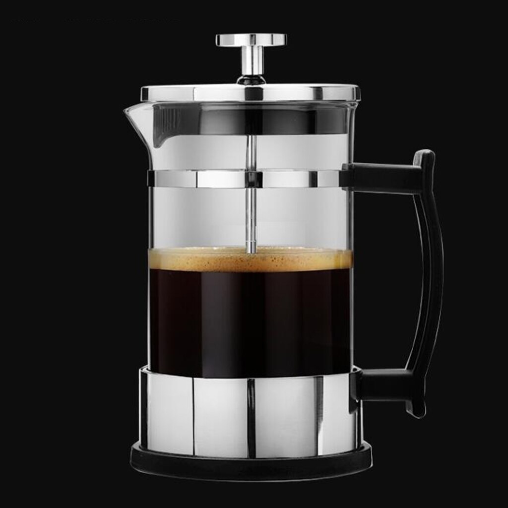 Stainless Glass French Press Espresso Coffee Maker Carafe 350ml 12oz Silver