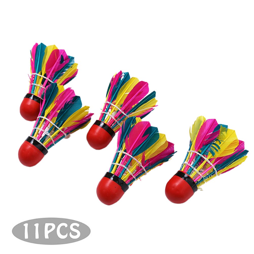 11 pces competição recreativa artificial pena esportes treinamento colorido peteca ginásio acessórios portátil bola de badminton