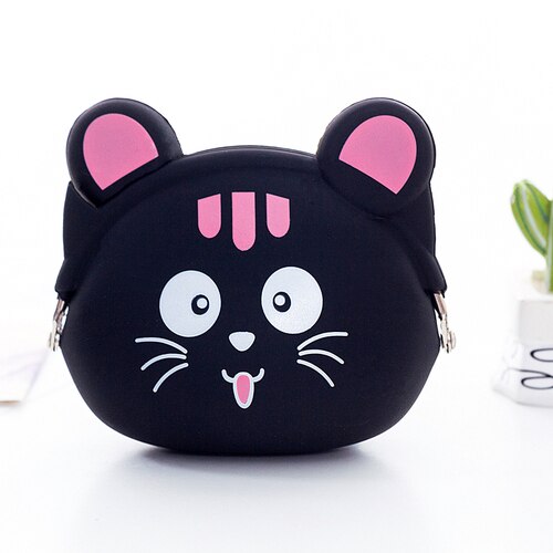 Silicone coin purse cartoon coin bag child wallet headset bag mini student small coin bag cute clutch bag: Silver