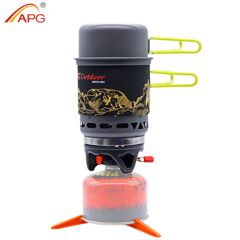 Apg Camping Kookgerei Kom Pot Pan Combinatie Draagbare Servies Gas Koken Systeem Kachel Outdoor Fornuis Branders