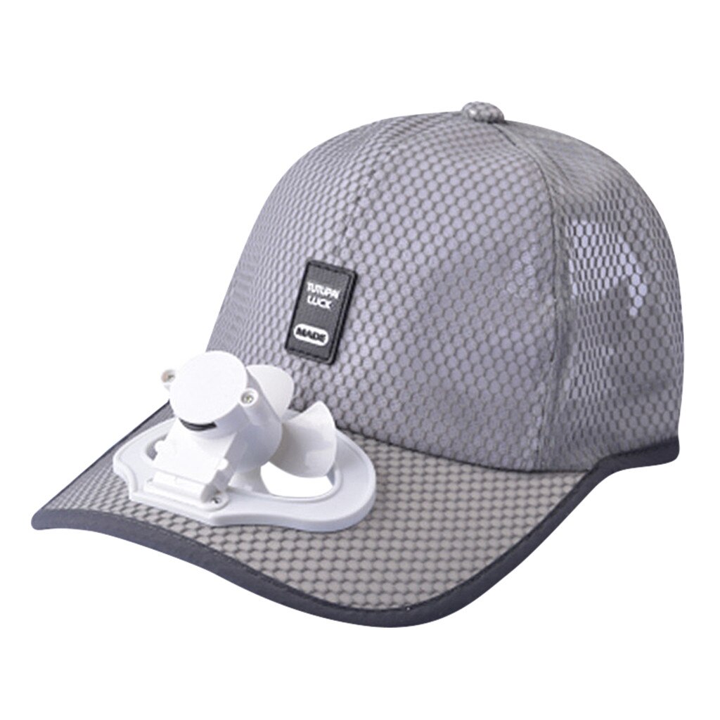 Jaycosin sommer ventilator køling baseball cap hat usb opladning åndbare skygge brand solcreme hat solhatte til kvinder july 12: Lysegrå