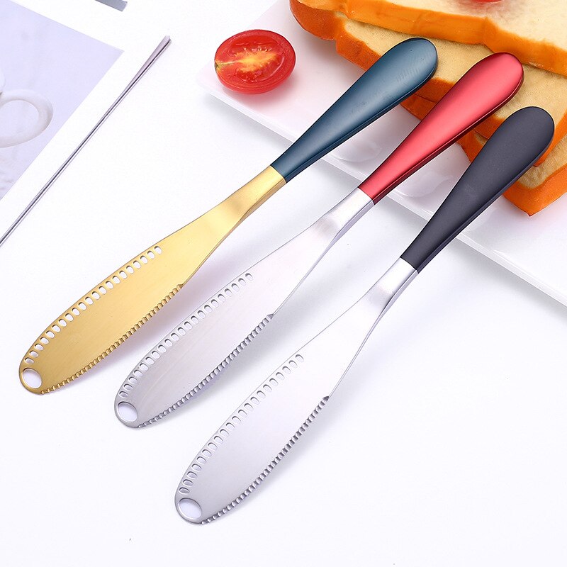 Edelstahl Butter Messer Butter Messer Mit Löcher Multifunktions Nachtisch Kuchen Brot Werkzeuge Besteck Nachtisch Werkzeuge Messer setzt