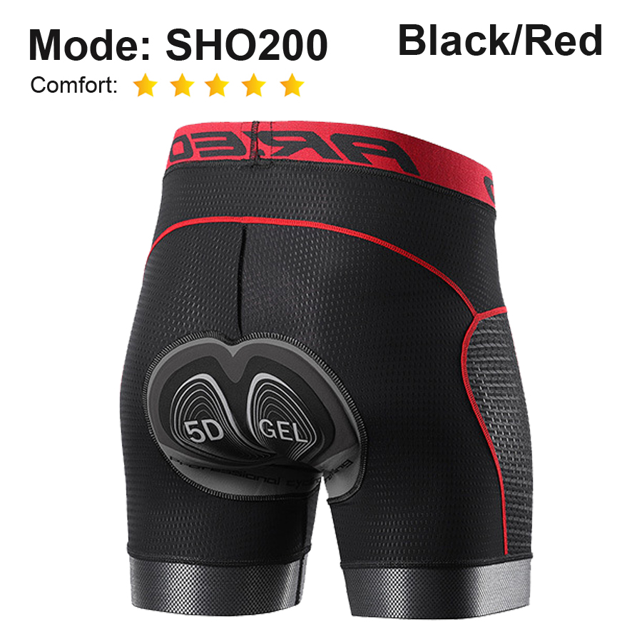 NEWBOLER Men's Cycling Shorts GEL Pad Breathable Mesh Cycling Underwear Shockproof Bicycle Underpant MTB Road Bike Riding Shorts: SHO200 Red / S