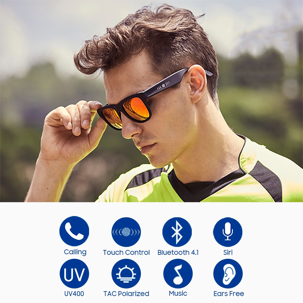 VIVIBEE Bone Conduction Sunglasses Music Zungle Trending Products Smart Men Women Polarized Audio Sun Glasses