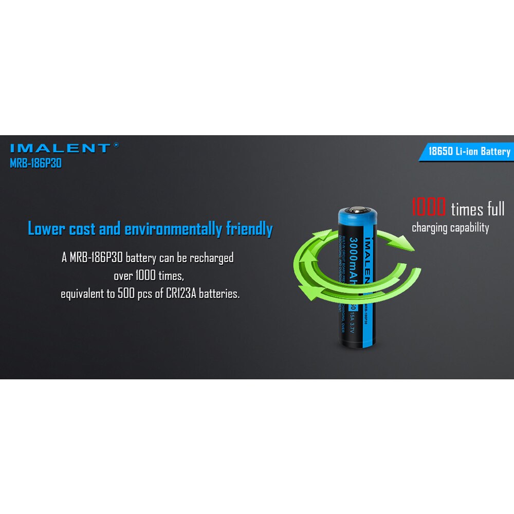 Imalent 18650 Battery Li-ion MRB-186P30 3000mAH Powerful Rechargeable Batteries Lighting accessory for HR70/RT70/DT70/RT35
