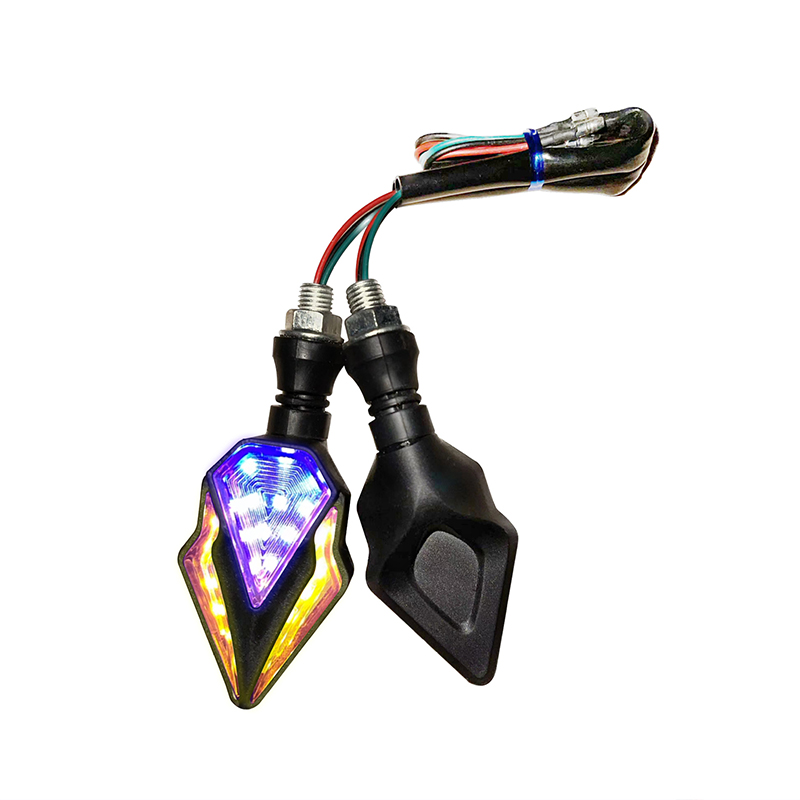 2 uds lámpara de dirección de motocicleta indicador luces de señal de giro freno LED luz de giro trasera intermitentes luz intermitente ámbar: Blanco