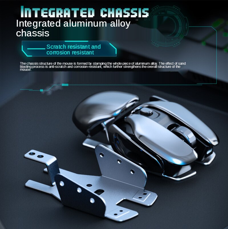 PX2 Metal 2.4G ricaricabile Wireless Mute 1600DPI Mouse 6 pulsanti per PC Laptop Computer Gaming Office Home Mouse impermeabile