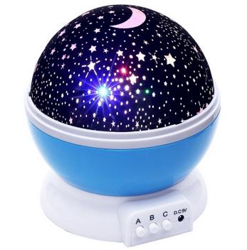 Stjerner stjernehimmel førte natlys projektor måne nyhed bord natlampe batteri usb natlys til børn: Blå