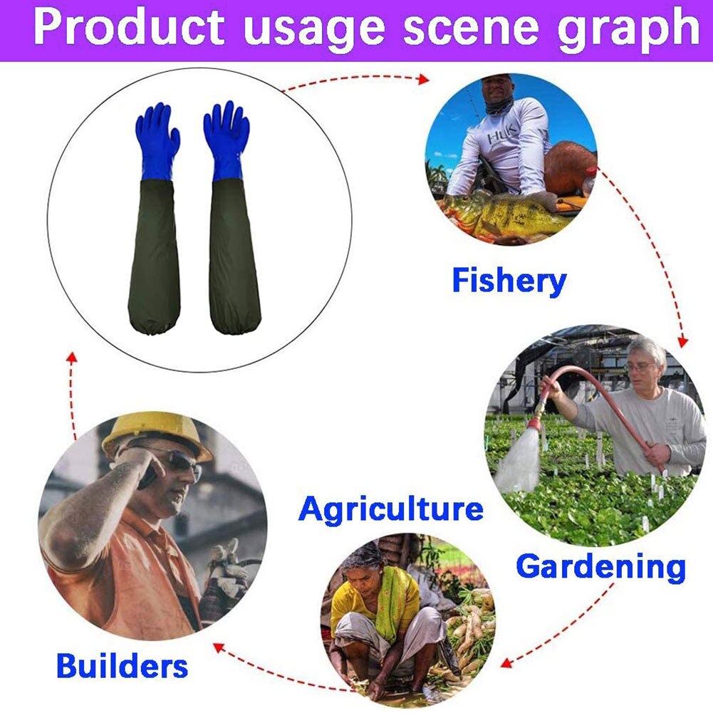 Wear-Resistant Gloves Waterproof Pvc Machinery Industry Fishery Gloves Long Sleeve Rubber Work Gloves Durable