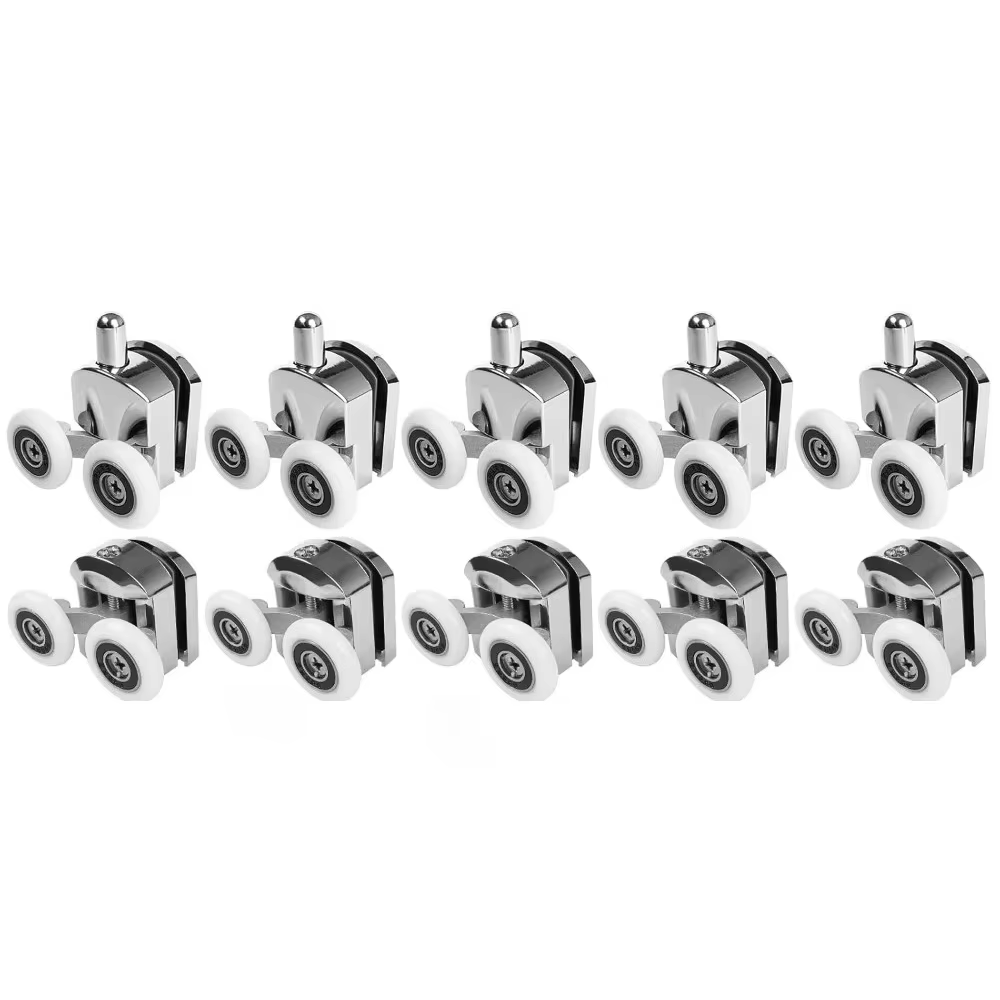 Shower Door Rollers 23mm Zinc Alloy Shower Door Wheels Curved Shower Rollers with Anti-Collision Block Bathroom Door Accessories: Pink