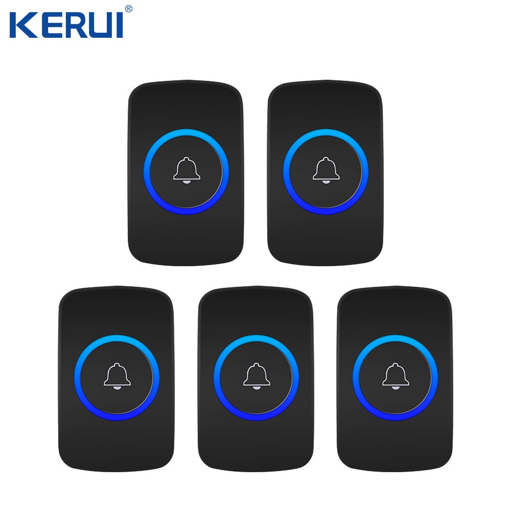 Kerui-timbre inalámbrico con botón de emergencia, sistema de alarma de seguridad para el hogar, llamada de emergencia, timbre de puerta, 10 Uds.: 5pcs