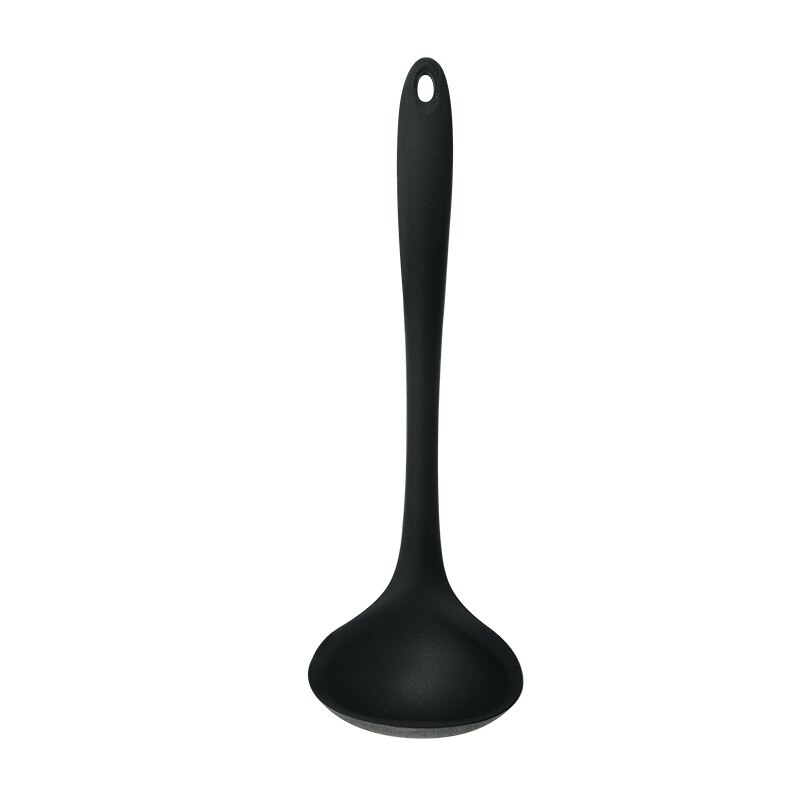 1 Piece Thickened Silicone Soup Spoon Cooking Spoon Porridge Spoon Kitchen Utensils 20.5x6.5cm: black