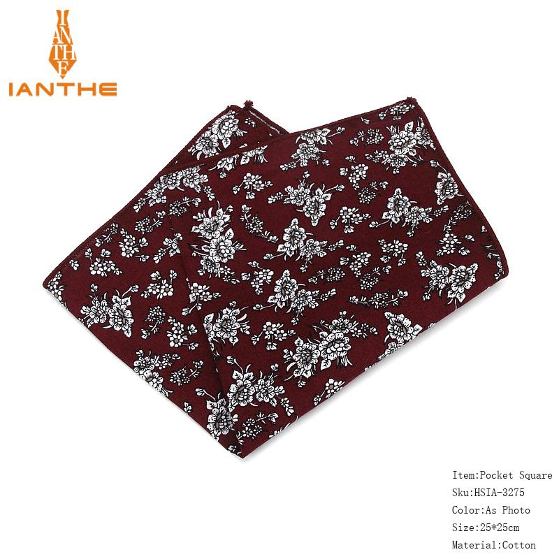 Brand Style Hankerchief Scarves Vintage Cotton Pocket Hankies Men's Pocket Square Handkerchief Flower Paisley Hanky: IA3275