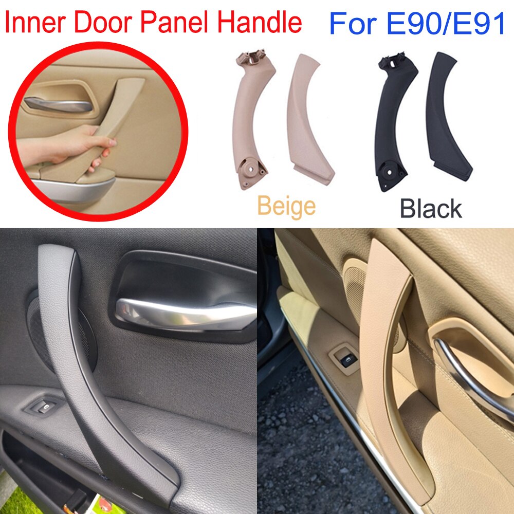 Indre dørhåndtakspanel for bmw  e90 e91 for bmw 3- -serien sedan pull trim deksel svart/beige 51417230849 51416971289 51416971291