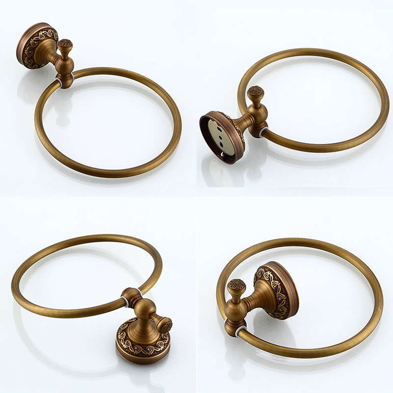 Madica 21.5*18.5cm håndklæderinge til brusebad soveværelse metal søm håndklædeholder til vaskeklud vintage messing væg håndklæde ringe