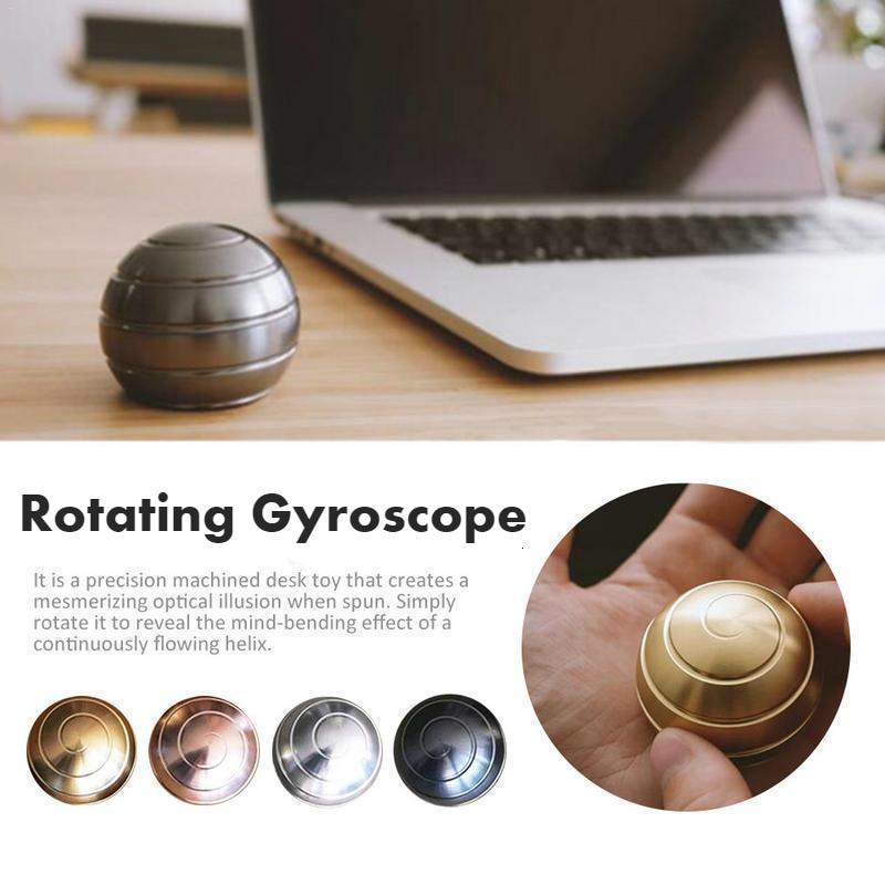 38mm Desktop Decompression Rotating Spherical Gyroscope Office Desk Fidget Toys Optical Illusion Flowing Finger Toys Adult