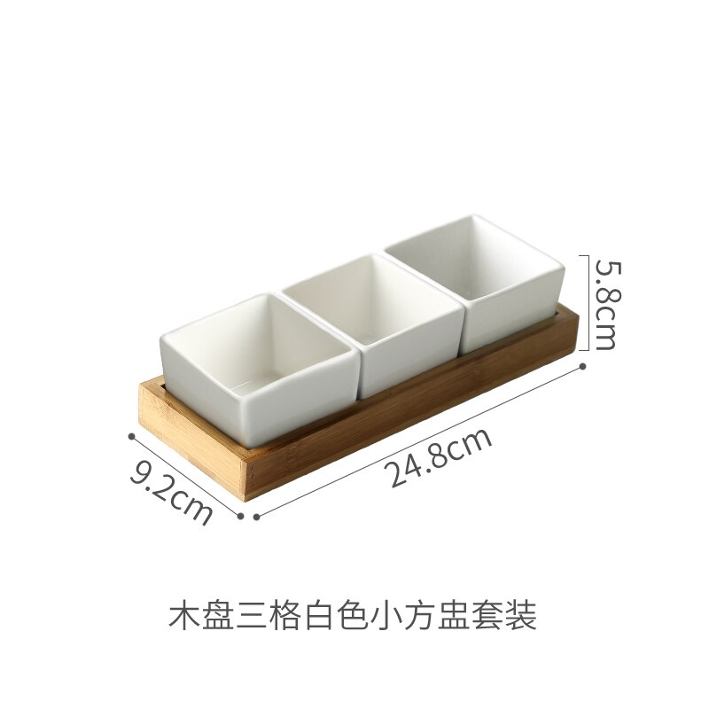 Ceramic Snack Platter Solid Color Dessert Bowl Japanese Taste Dish Home Desktop Dried Fruit Tableware Combination: D3--3 piece set