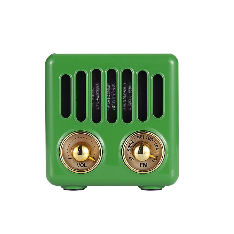Træ retro radio digital fm radio digital linnet radio bærbar fm radio mini bluetooth højttaler gammeldags klassisk stil: Grøn