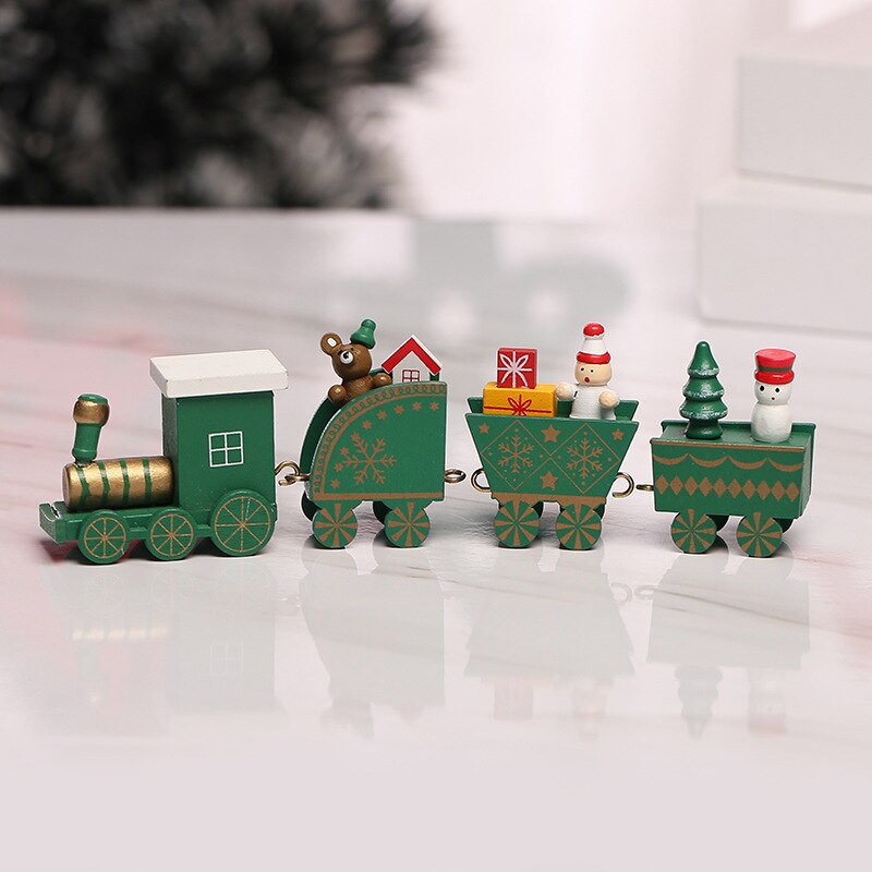 Cute Christmas Wood Small Train Toy Festival Home Decoration Christmas Innovative for Kids Children Navidad 2021Childrens: Y01220 Green Four
