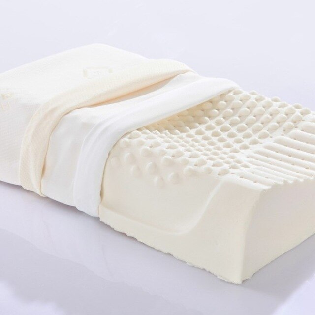 Masserer 100%  naturligt sengetøj thailand ventileret latex blødt skum pude / aftageligt betræk komfort seng sove støtte: B