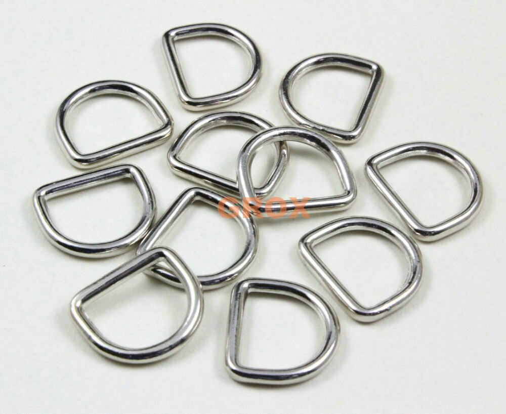 100 stykker 17mm nikkelfarvet svejset metal d ring taske taske ring
