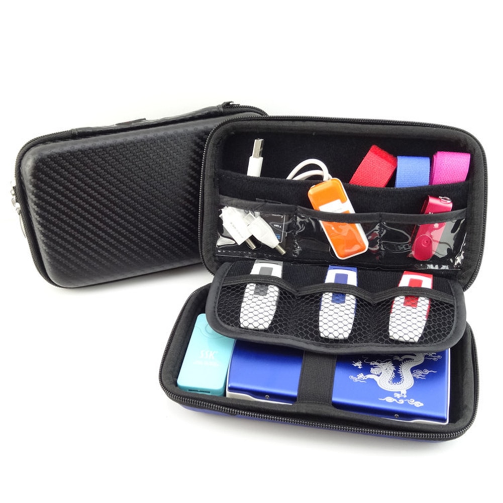 Portable USB Hard Drive Disk Carry Case Cable Earphone Phone Storage Pouch Bag