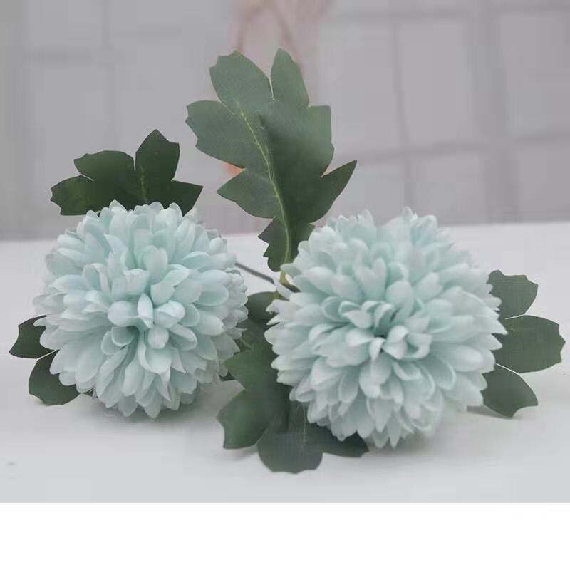 2 hoofden Kleine Hortensia Chrysant boeket Bloemen Valentijnsdag Nep Bloem Bal voor Home Decor Kunstmatige Bloemen: Blauw