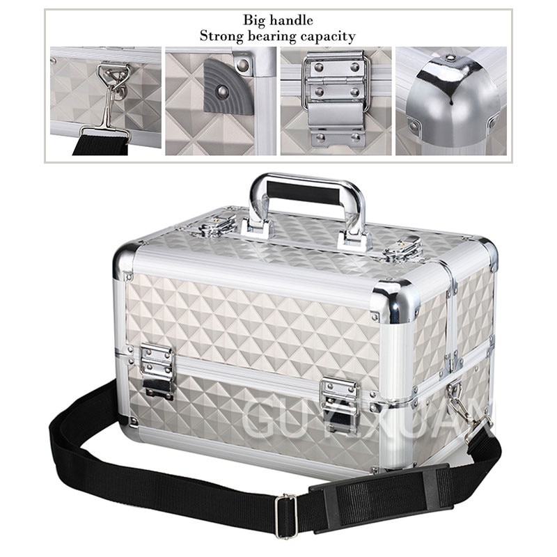 Three-layer aluminum storage tool box Hardware portable storage box Multifunctional electrician car repair tool storage box